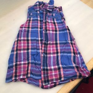 Blue and pink blouse